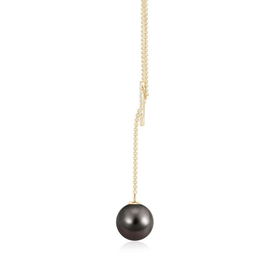 9mm AAA Tahitian Pearl Circle Lariat Necklace in Yellow Gold product image