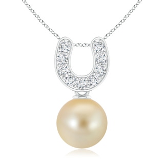 8mm AAA Golden South Sea Cultured Pearl Horseshoe Pendant in White Gold