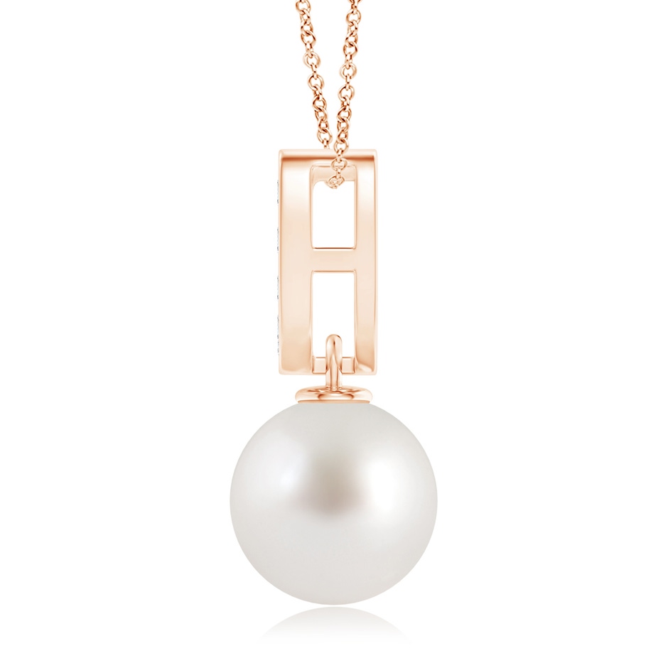 8mm AAA South Sea Cultured Pearl Horseshoe Pendant with Diamonds in Rose Gold product image