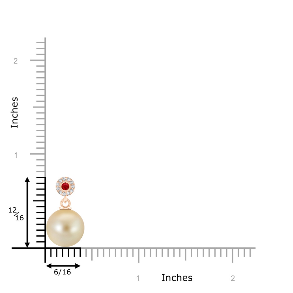 10mm AAA Golden South Sea Pearl Halo Pendant with Ruby in Rose Gold product image