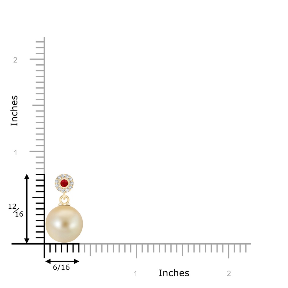 10mm AAA Golden South Sea Pearl Halo Pendant with Ruby in Yellow Gold product image