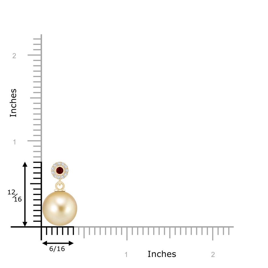 10mm AAAA Golden South Sea Pearl Halo Pendant with Ruby in Yellow Gold product image