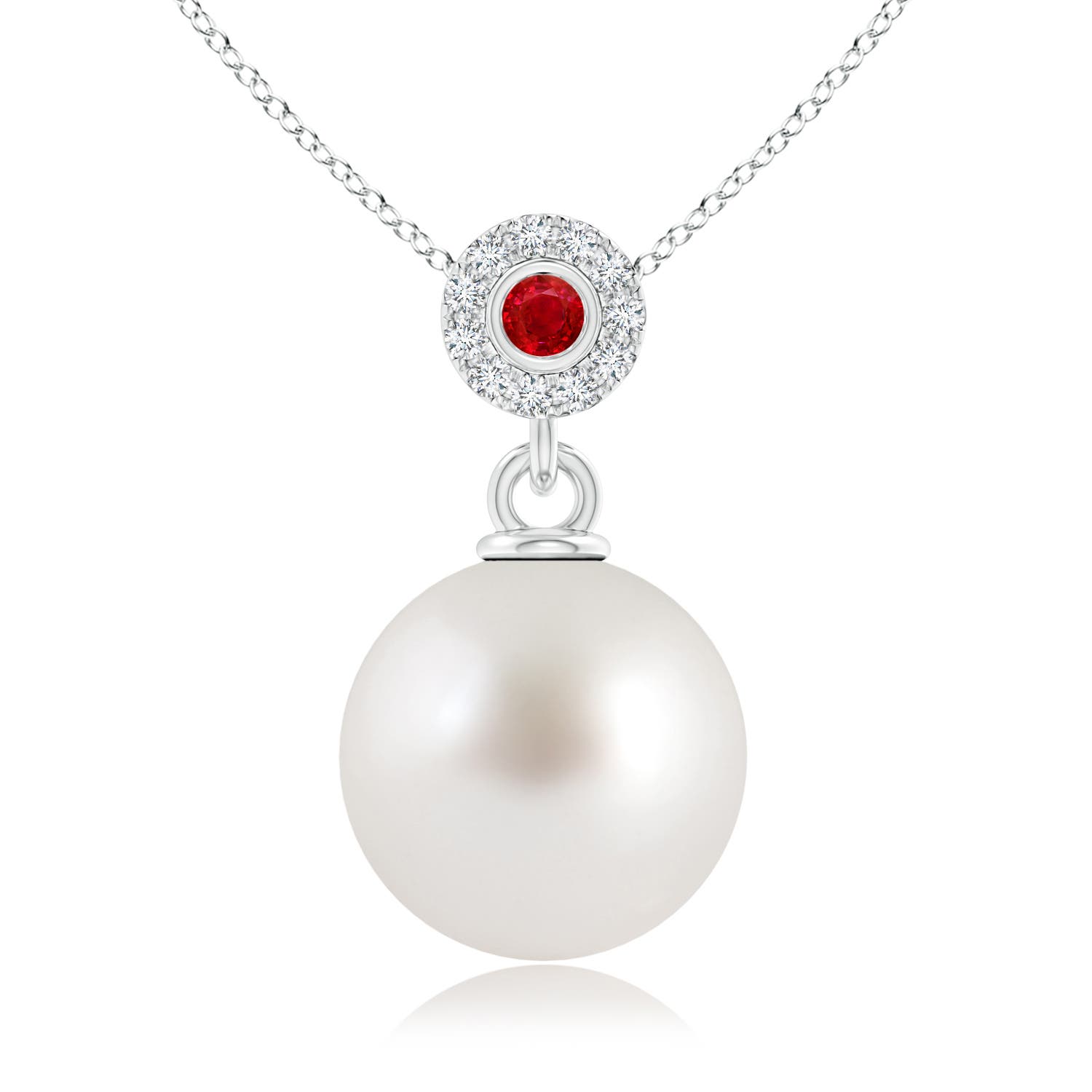 Rose Gold Pearl Necklace With Red Stone Set