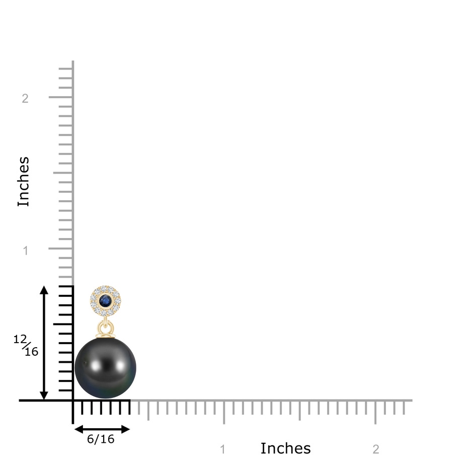 10mm AA Tahitian Pearl Halo Pendant with Bezel Sapphire in Yellow Gold product image