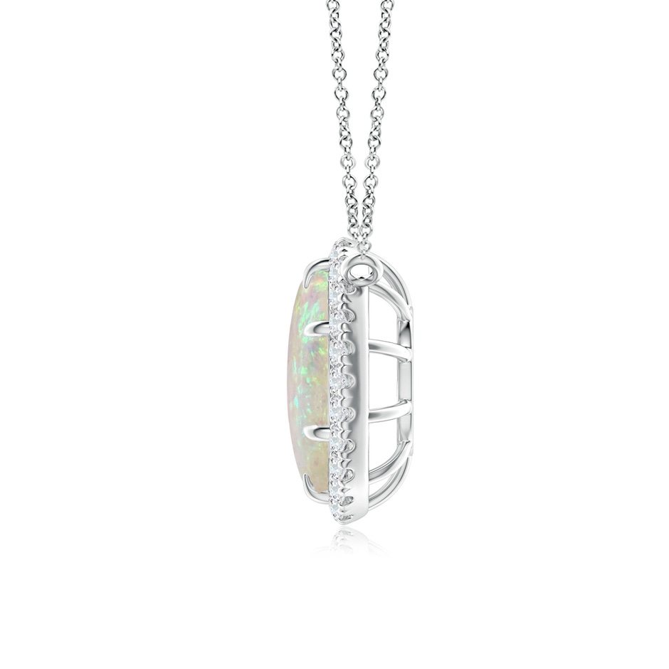 10x8mm AAA Oval Opal Ellipse Halo Pendant in 18K White Gold side 199