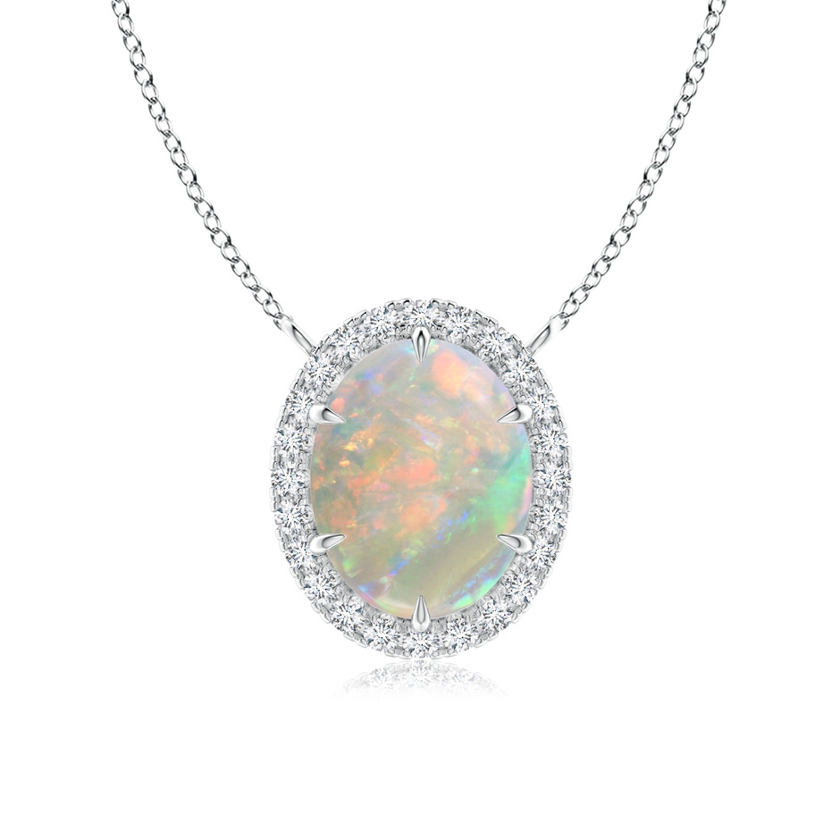 10x8mm AAAA Oval Opal Ellipse Halo Pendant in P950 Platinum 