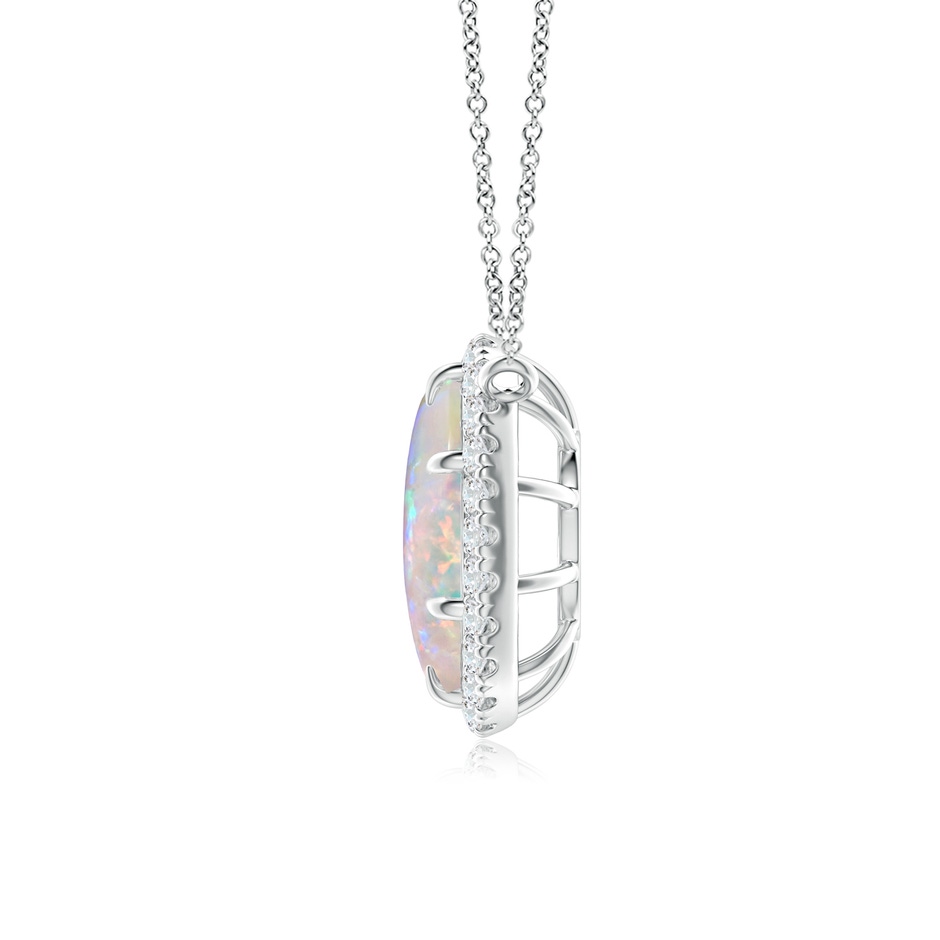 10x8mm AAAA Oval Opal Ellipse Halo Pendant in P950 Platinum side 199