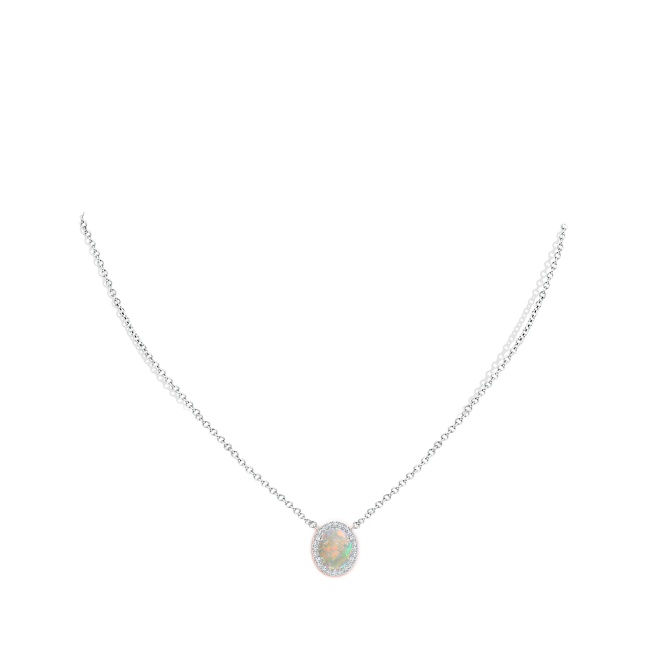 10x8mm AAAA Oval Opal Ellipse Halo Pendant in P950 Platinum pen