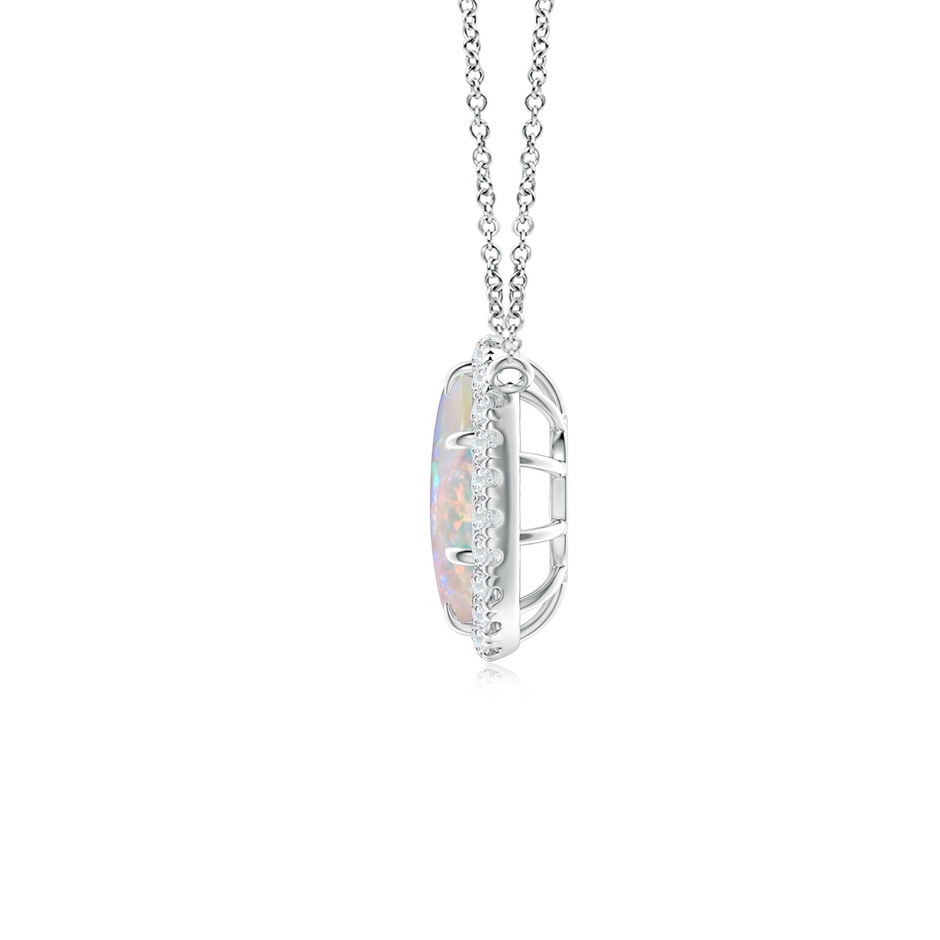 8x6mm AAAA Oval Opal Ellipse Halo Pendant in P950 Platinum side 199