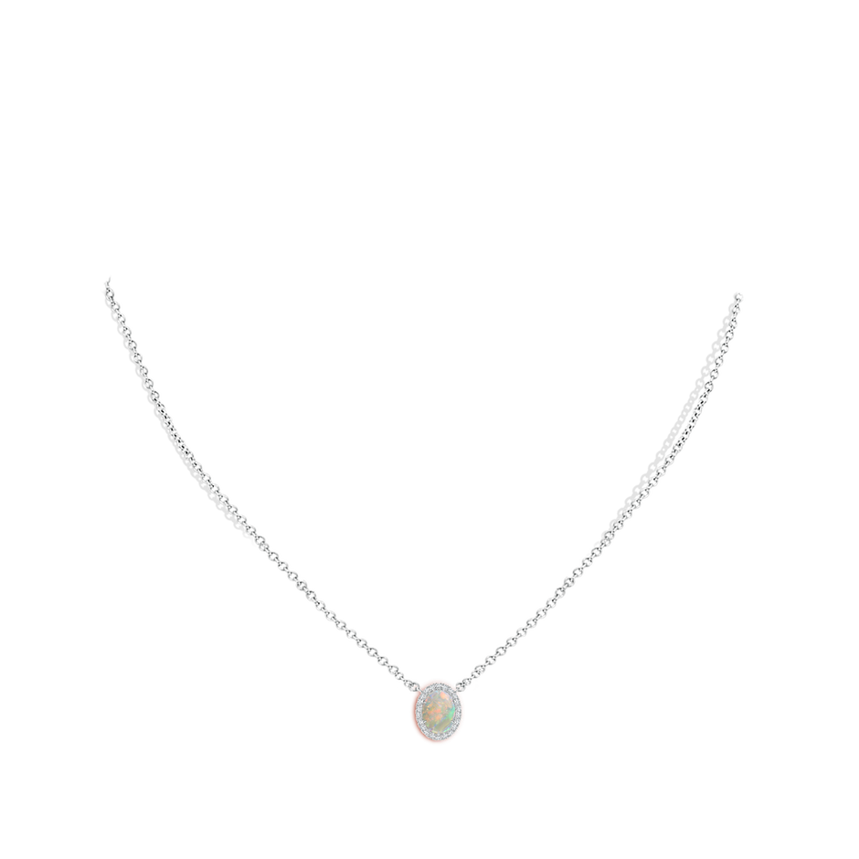 8x6mm AAAA Oval Opal Ellipse Halo Pendant in P950 Platinum pen