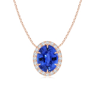 10.04x7.99x5.05mm AAAA GIA Certified Oval Blue Sapphire Ellipse Halo Pendant in 18K Rose Gold