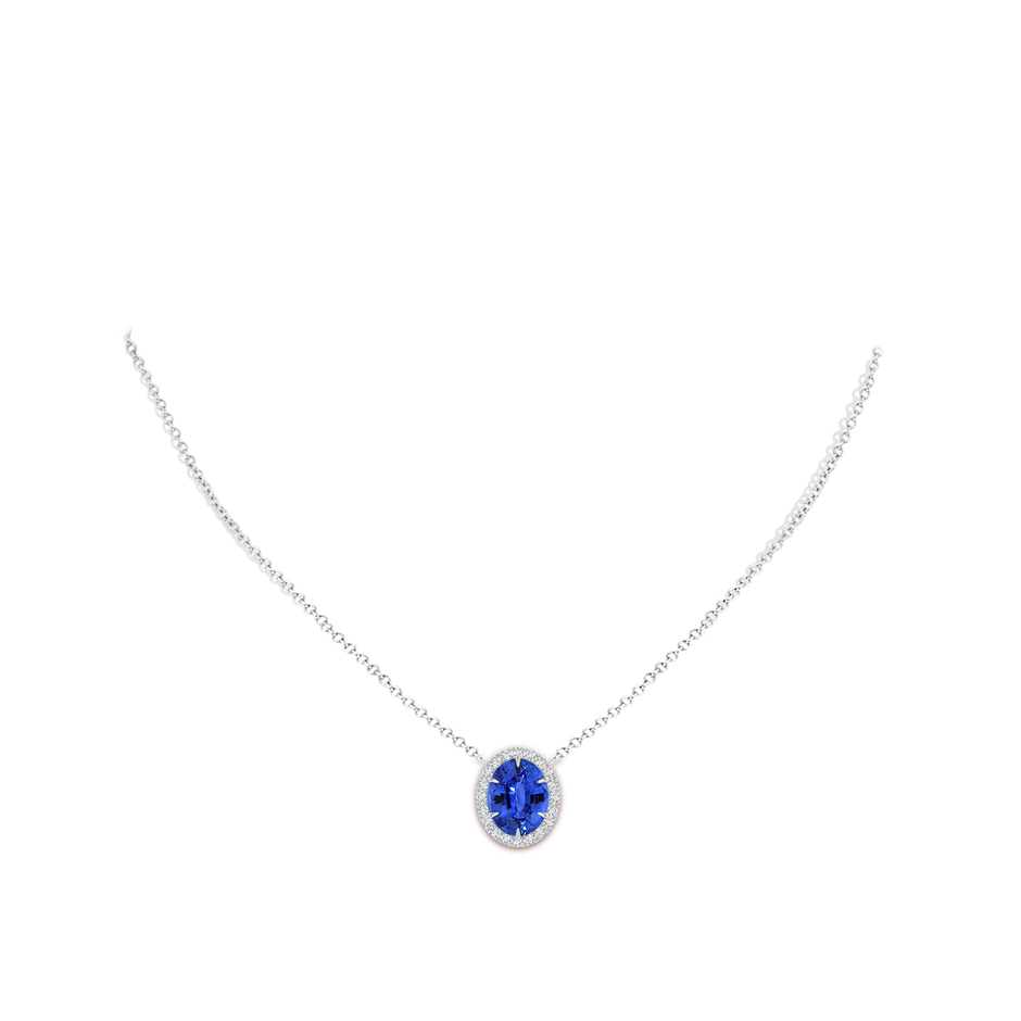 10.04x7.99x5.05mm AAAA GIA Certified Oval Blue Sapphire Ellipse Halo Pendant in 18K White Gold pen