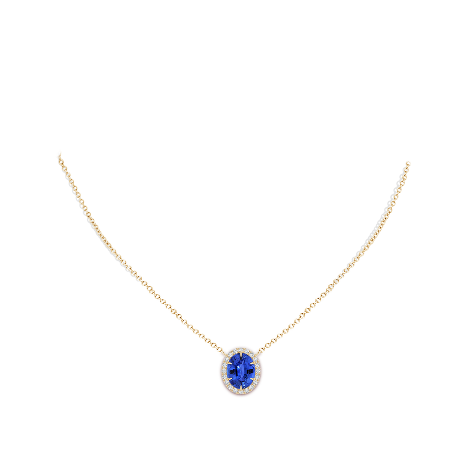 10.04x7.99x5.05mm AAAA GIA Certified Oval Blue Sapphire Ellipse Halo Pendant in Yellow Gold pen