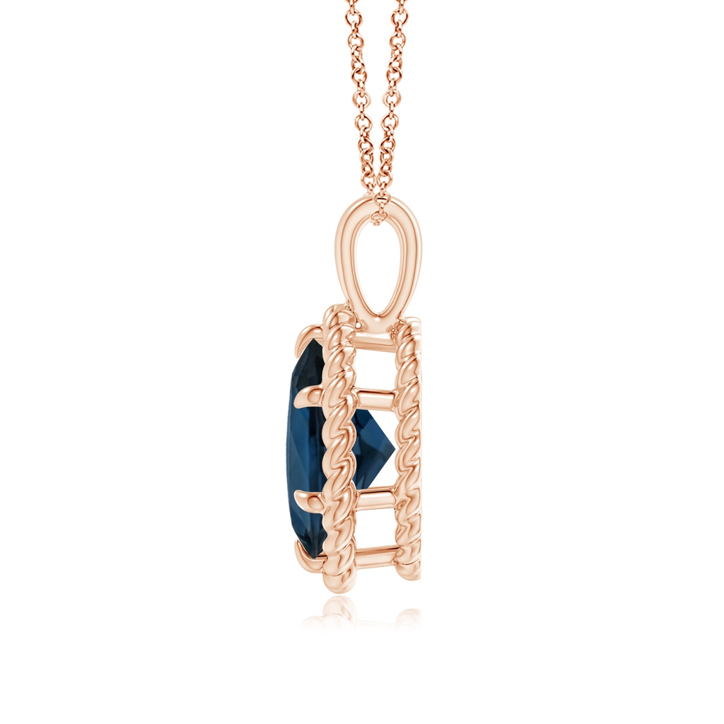 14.12x10.14x6.99mm AAAA GIA Certified Oval London Blue Topaz Twisted Rope Pendant in 18K Rose Gold Side 199