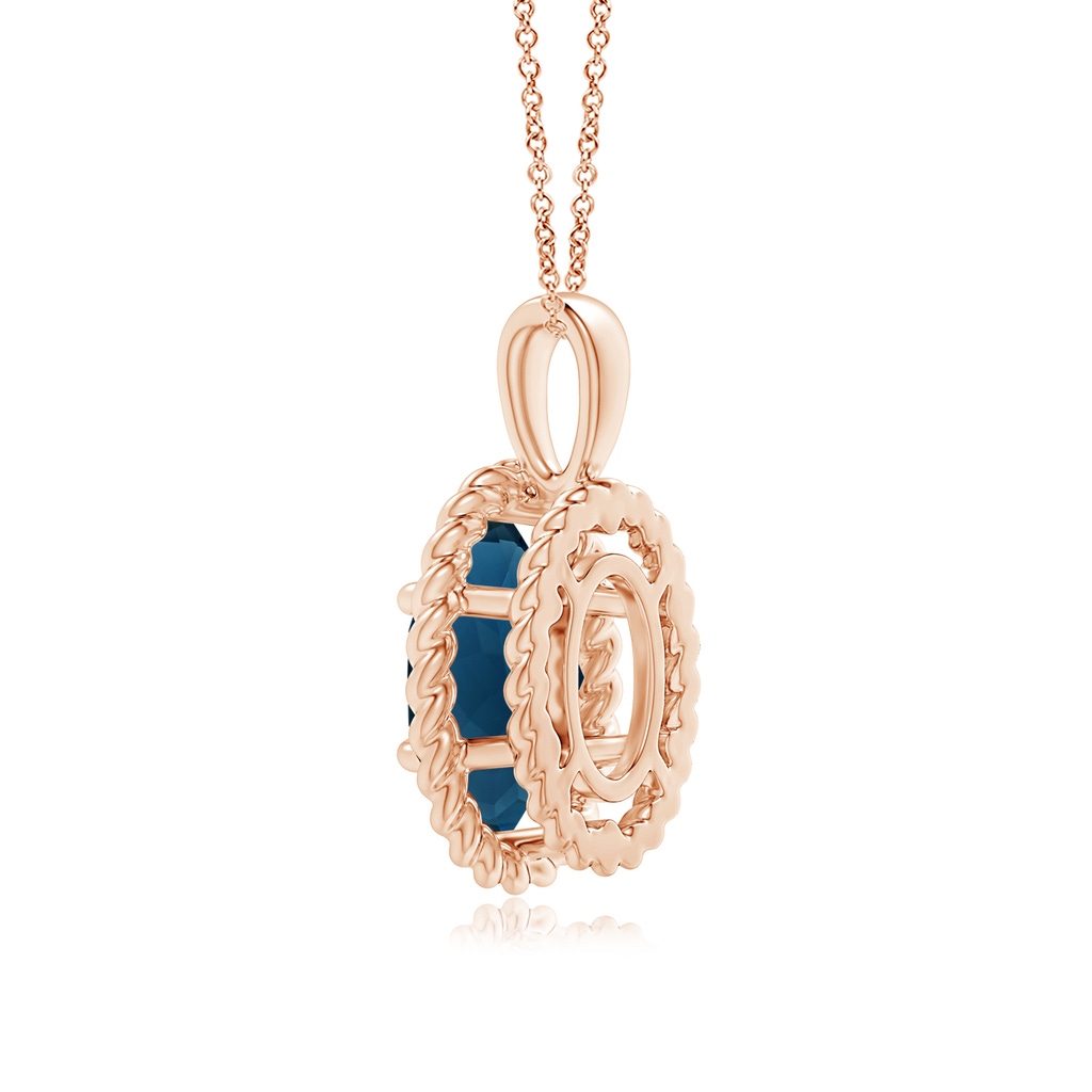 14.12x10.14x6.99mm AAAA GIA Certified Oval London Blue Topaz Twisted Rope Pendant in 18K Rose Gold Side 399