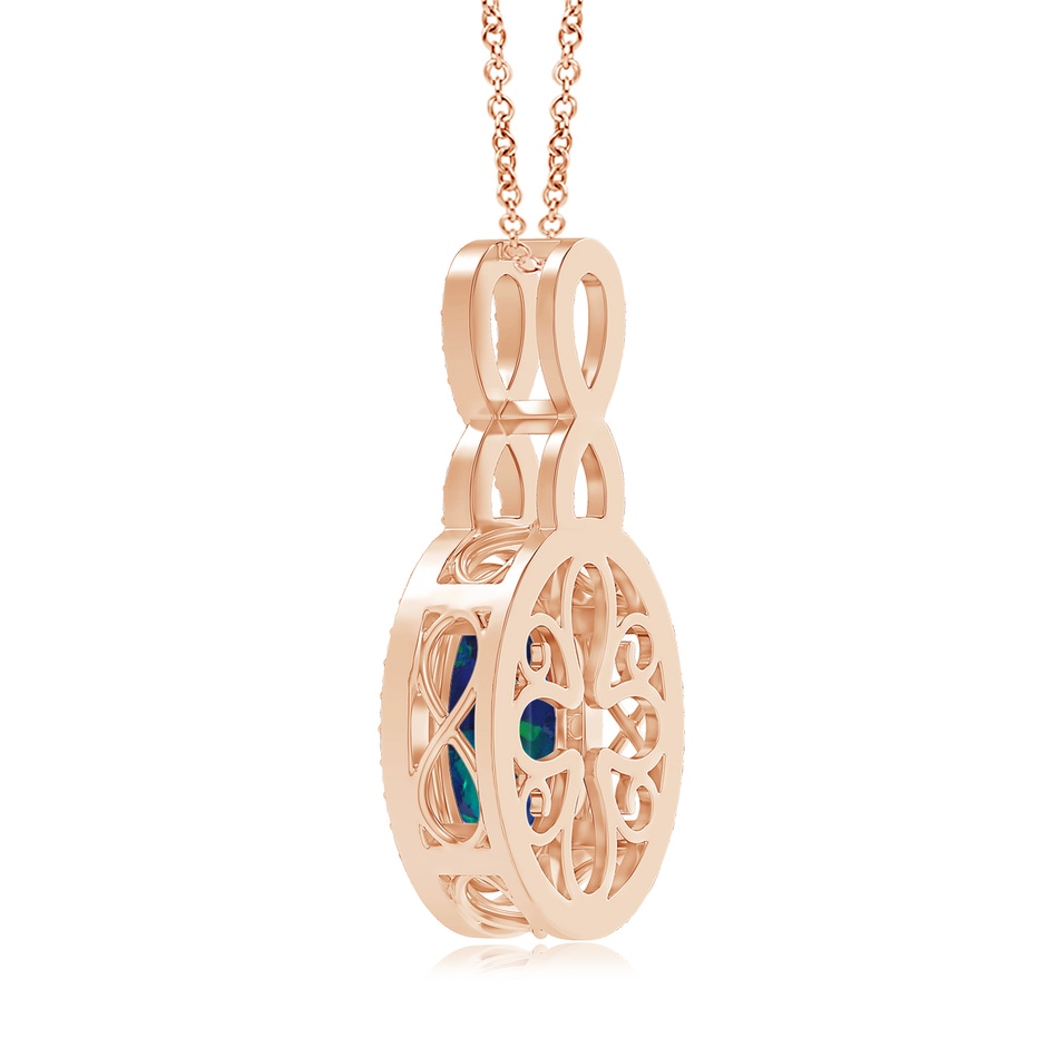 17.18x11.50x5.22mm AAA GIA Certified Oval Black Opal Halo Pendant with Infinity Bale in 18K Rose Gold side 399