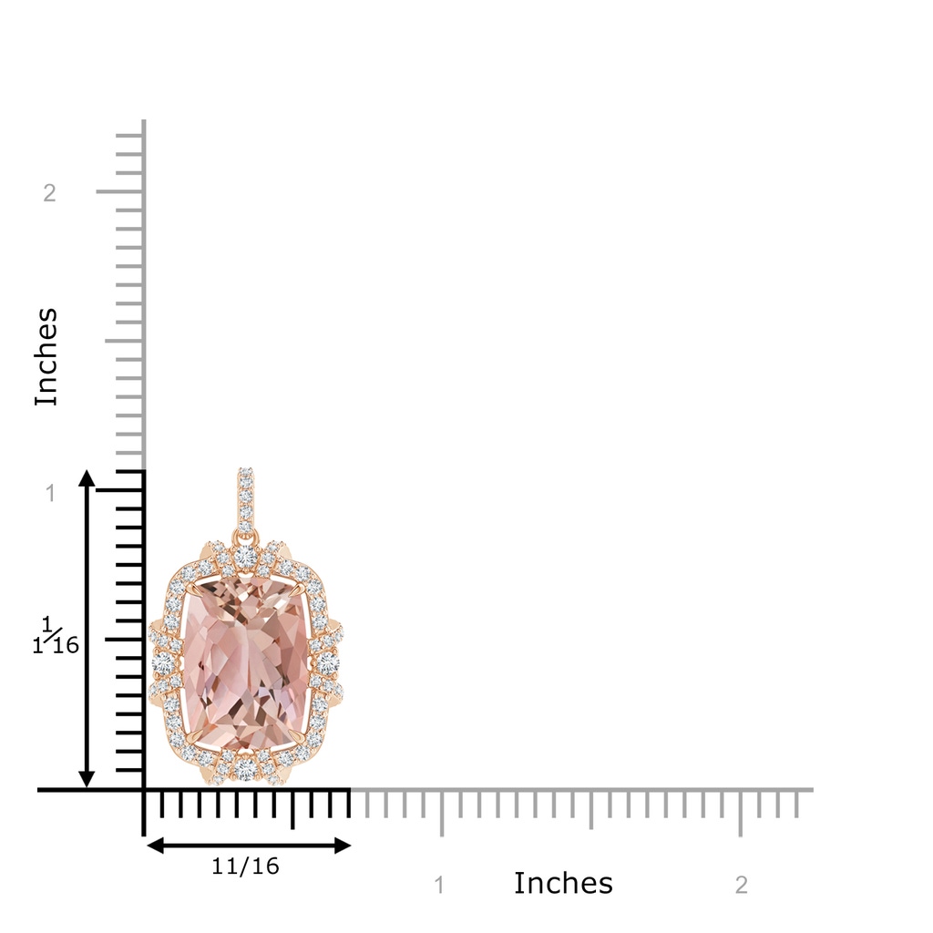 14x10mm AAAA Vintage Style Rectangular Cushion Morganite Halo Pendant in Rose Gold Product Image