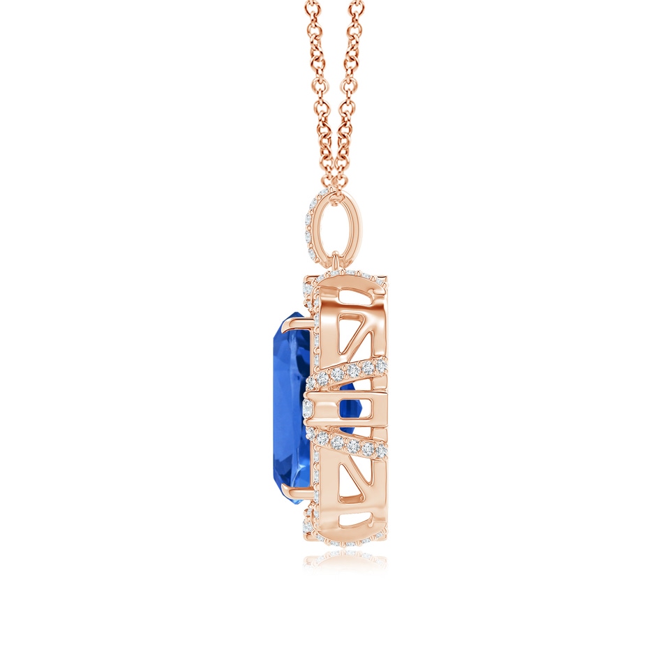 11.83x8.83x7.33mm AAAA Vintage Style GIA Certified Blue Sapphire Halo Pendant in 18K Rose Gold side 199