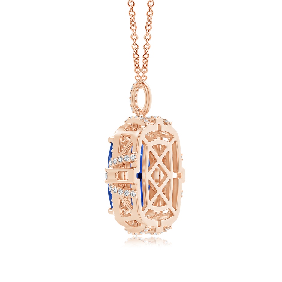 11.83x8.83x7.33mm AAAA Vintage Style GIA Certified Blue Sapphire Halo Pendant in 18K Rose Gold side 399