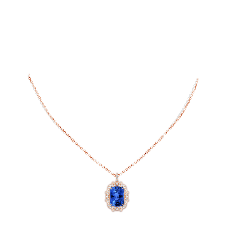 11.83x8.83x7.33mm AAAA Vintage Style GIA Certified Blue Sapphire Halo Pendant in 18K Rose Gold pen
