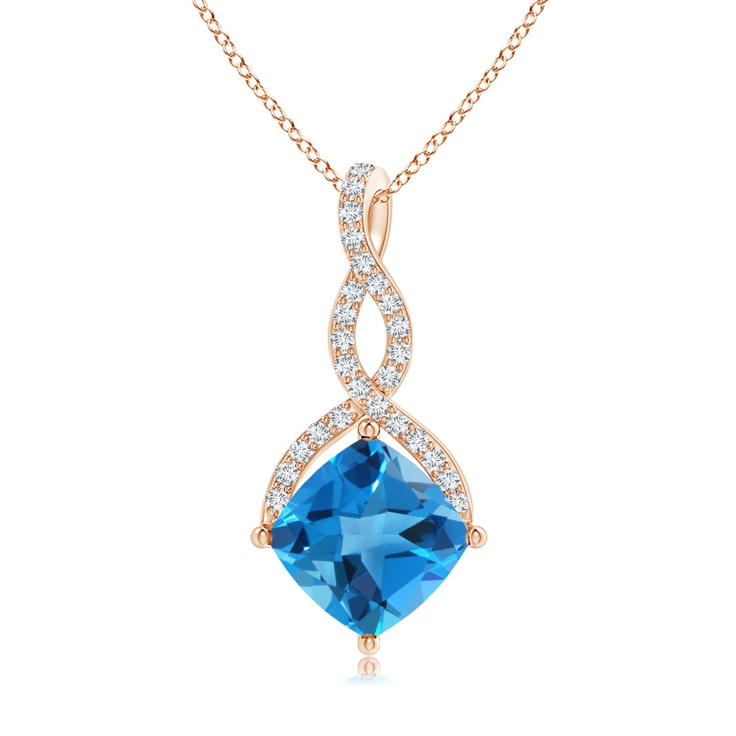 AAAA - Swiss Blue Topaz / 13.41 CT / 14 KT Rose Gold