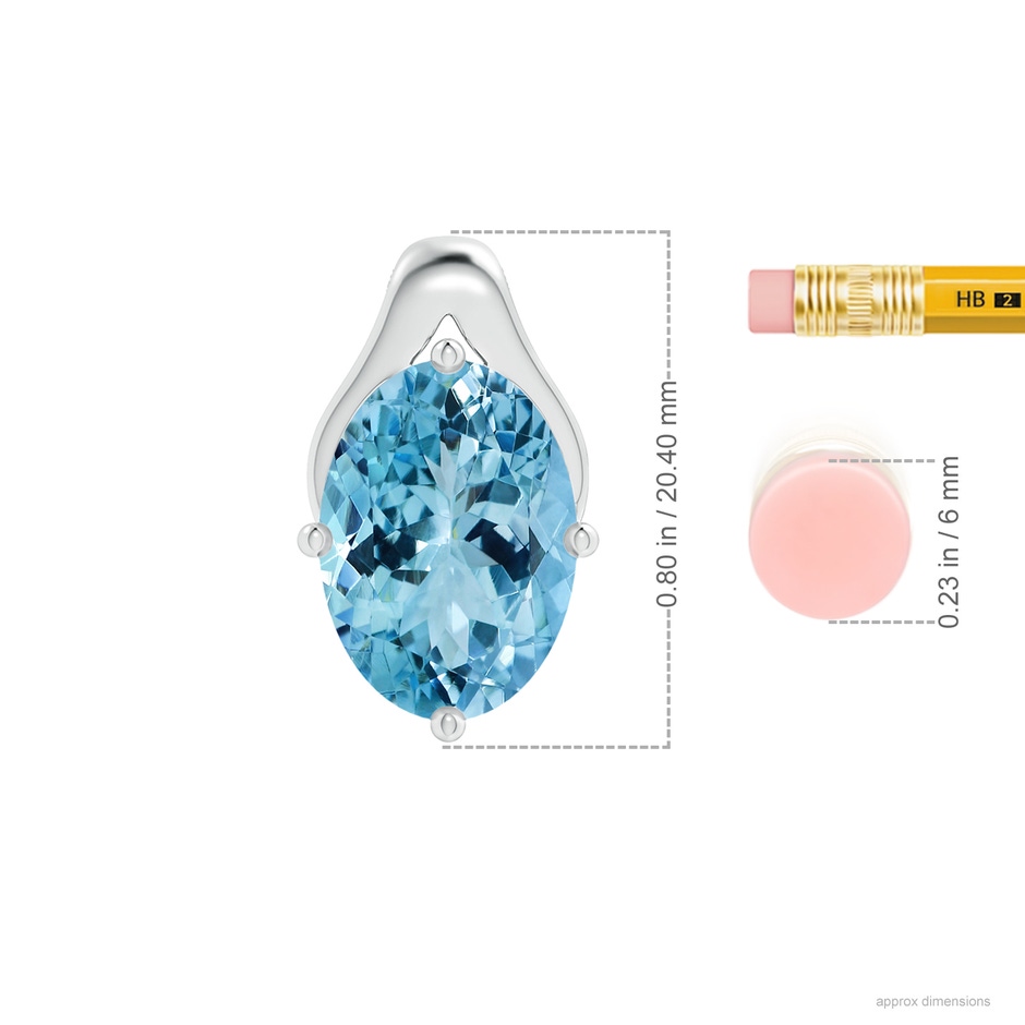 12.00x9.85x6.64mm AAA GIA Certified Oval Aquamarine Wishbone Pendant in 18K White Gold ruler