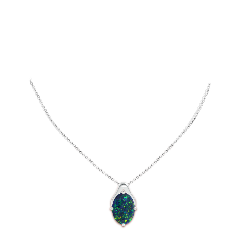 16.00x11.50x3.62mm AAAA GIA Certified Oval Black Opal Wishbone Pendant in P950 Platinum pen