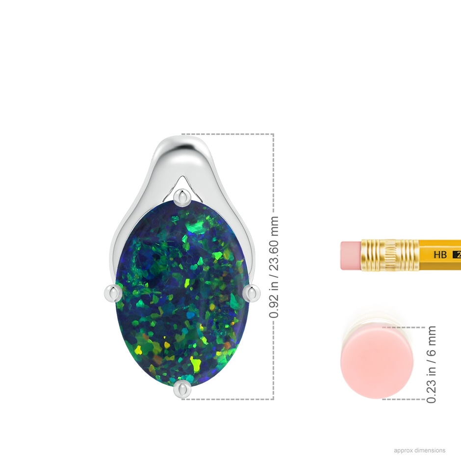 16.00x11.50x3.62mm AAAA GIA Certified Oval Black Opal Wishbone Pendant in P950 Platinum ruler