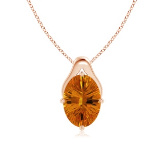 14.15x10.16x7.02mm AAAA Oval CItrine Wishbone Pendant in 18K Rose Gold