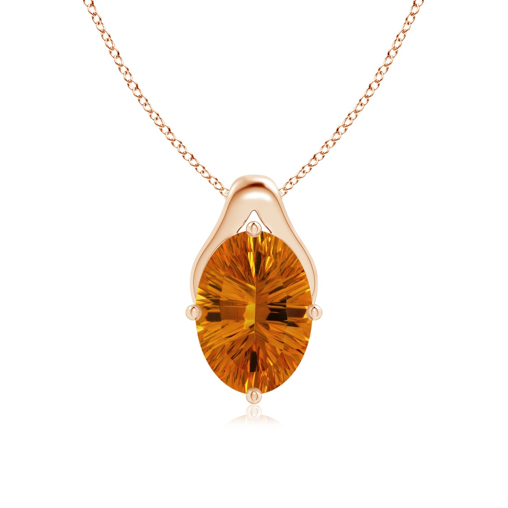 14.15x10.16x7.02mm AAAA Oval CItrine Wishbone Pendant in Rose Gold