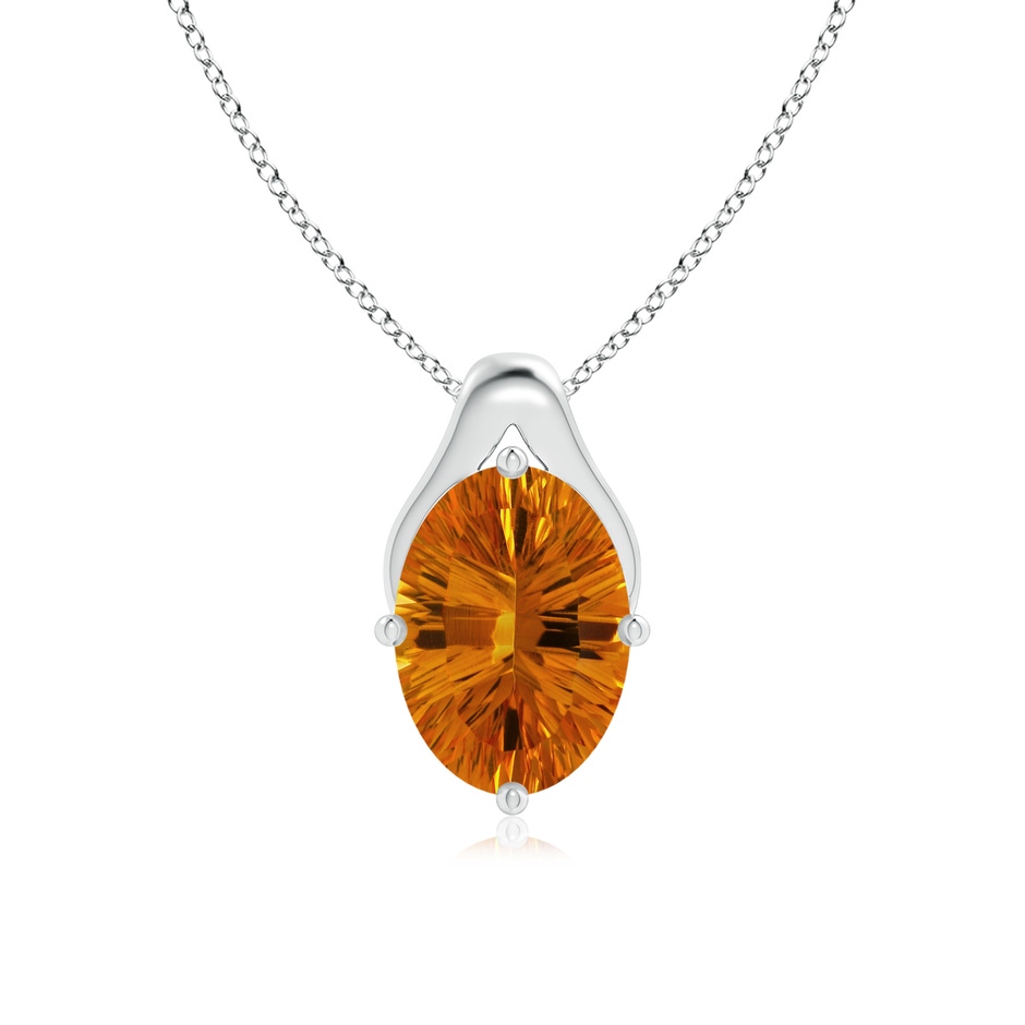 14.15x10.16x7.02mm AAAA Oval CItrine Wishbone Pendant in White Gold 