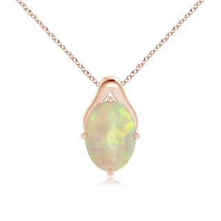 14.35x10.26x3.88mm AAA GIA Certified Oval Opal Wishbone Pendant in 18K Rose Gold