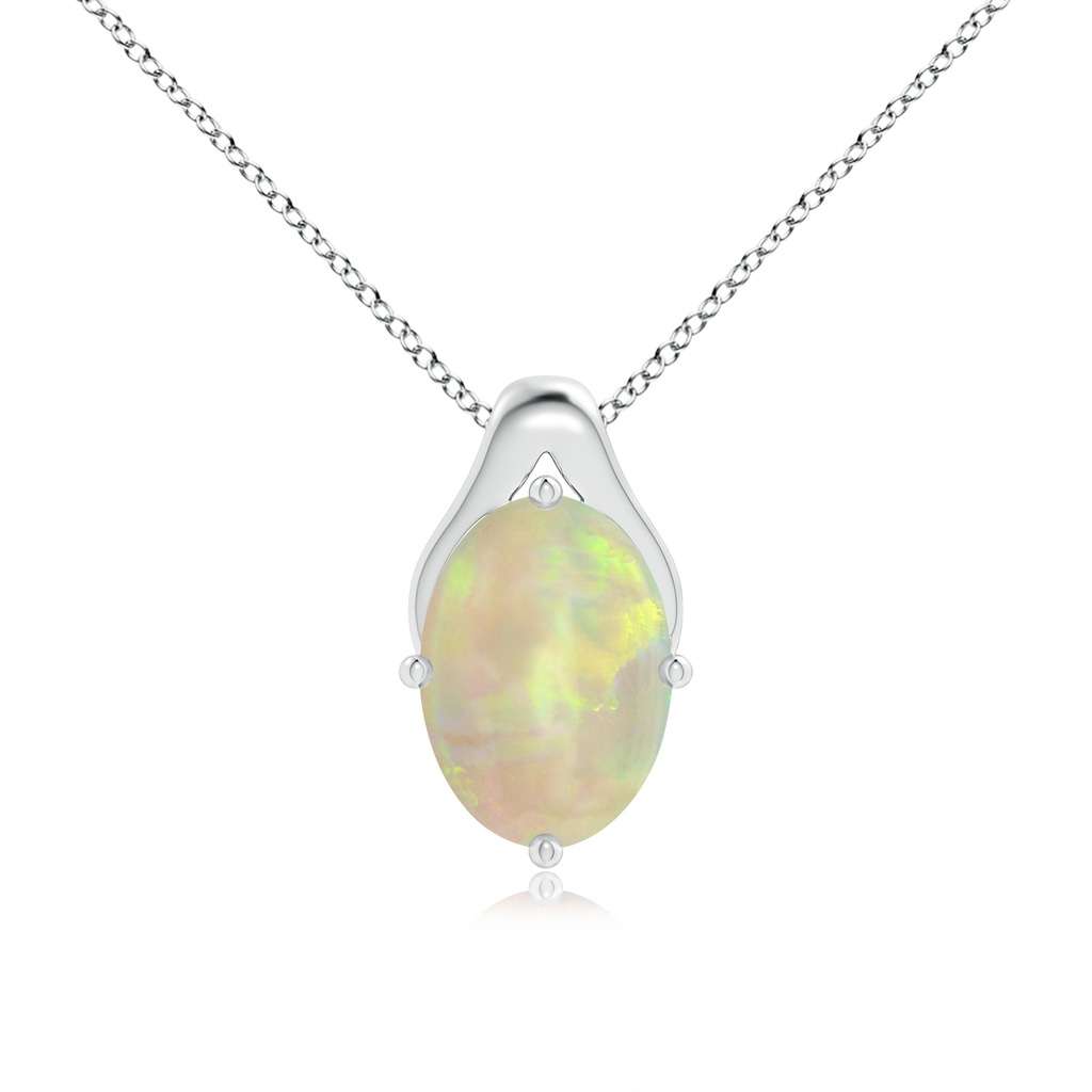 14.35x10.26x3.88mm AAA GIA Certified Oval Opal Wishbone Pendant in P950 Platinum