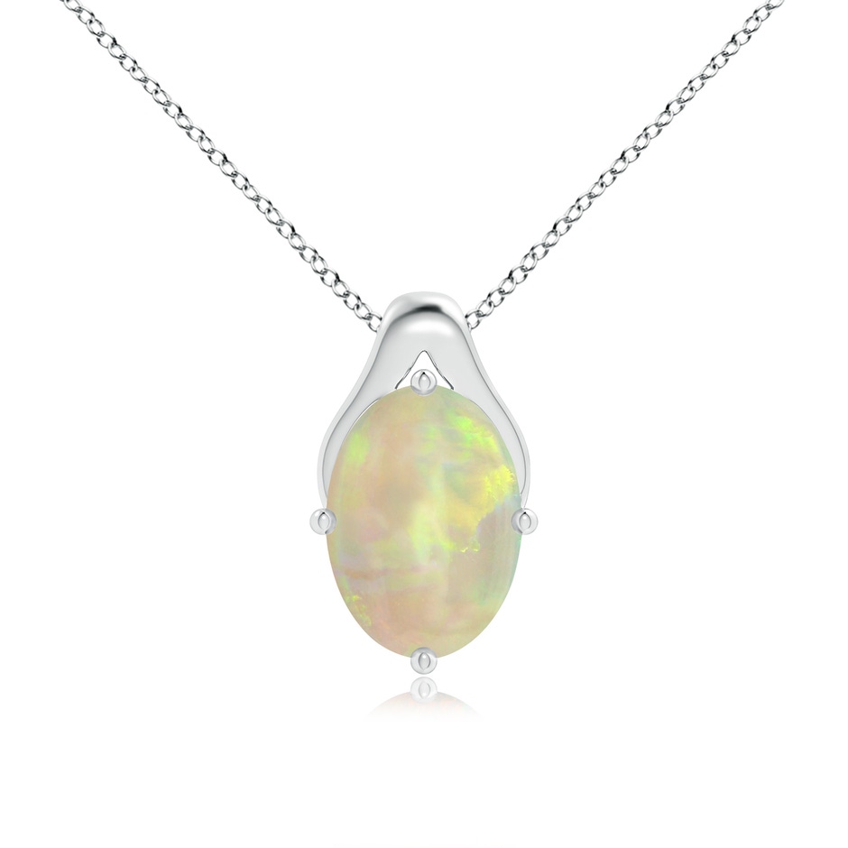 14.35x10.26x3.88mm AAA GIA Certified Oval Opal Wishbone Pendant in P950 Platinum 