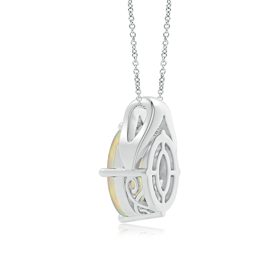 14.35x10.26x3.88mm AAA GIA Certified Oval Opal Wishbone Pendant in P950 Platinum side 399
