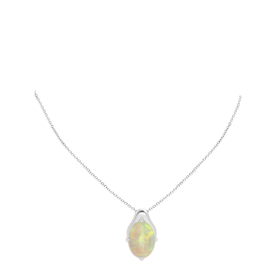 14.35x10.26x3.88mm AAA GIA Certified Oval Opal Wishbone Pendant in P950 Platinum pen