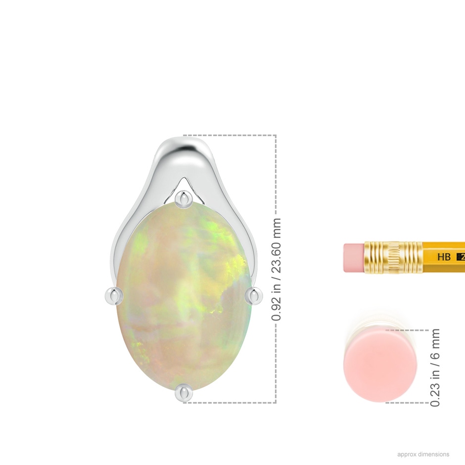 14.35x10.26x3.88mm AAA GIA Certified Oval Opal Wishbone Pendant in P950 Platinum ruler