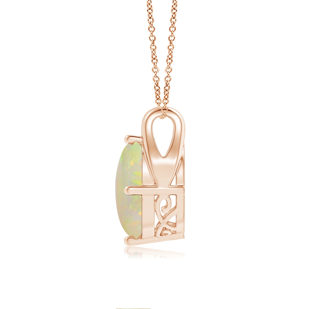 14.35x10.26x3.88mm AAA GIA Certified Oval Opal Wishbone Pendant in Rose Gold - side 199
