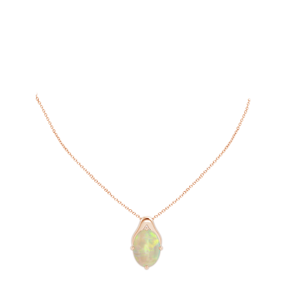 14.35x10.26x3.88mm AAA GIA Certified Oval Opal Wishbone Pendant in Rose Gold pen