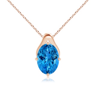 16.04x11.98x7.31mm AAAA GIA Certified Oval Swiss Blue Topaz Wishbone Pendant in 18K Rose Gold