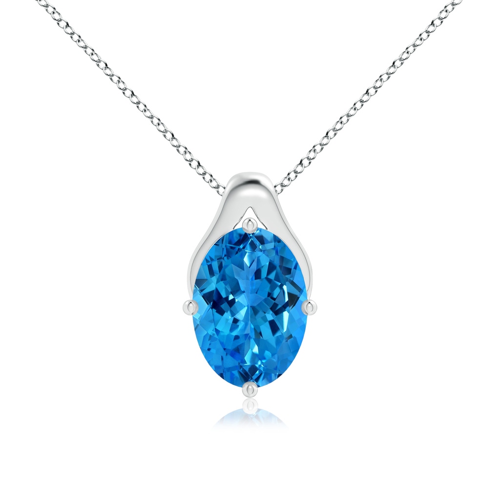 16.04x11.98x7.31mm AAAA GIA Certified Oval Swiss Blue Topaz Wishbone Pendant in P950 Platinum