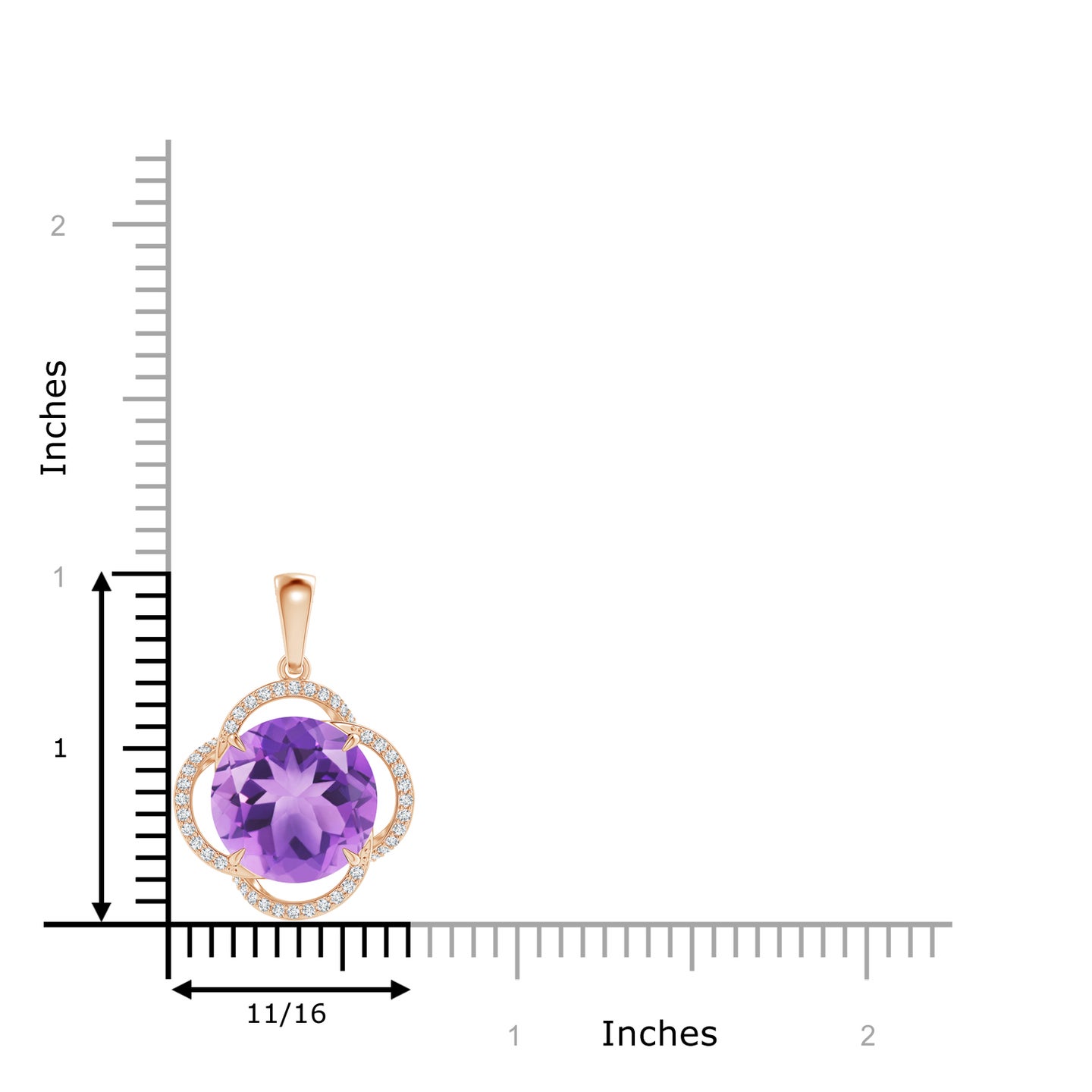 Round Amethyst Clover Halo Pendant