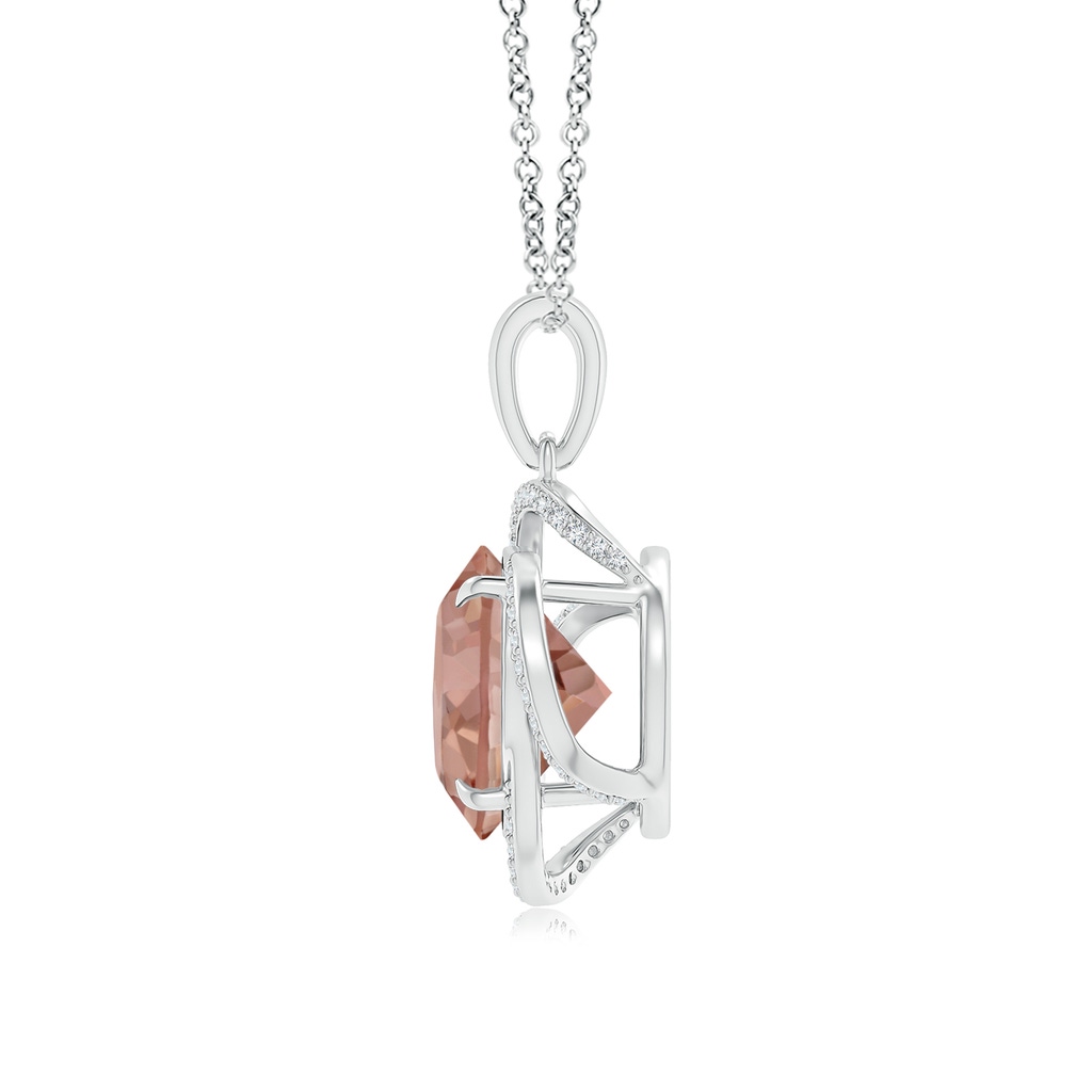 12.78-12.91x7.63mm AAAA GIA Certified Morganite Clover Halo Pendant in White Gold - side 199