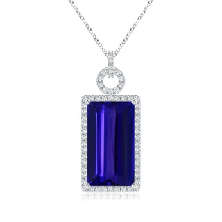 21.98x12.28x8.56mm AAAA Art Deco Style GIA Certified Tanzanite Halo Pendant in 18K White Gold