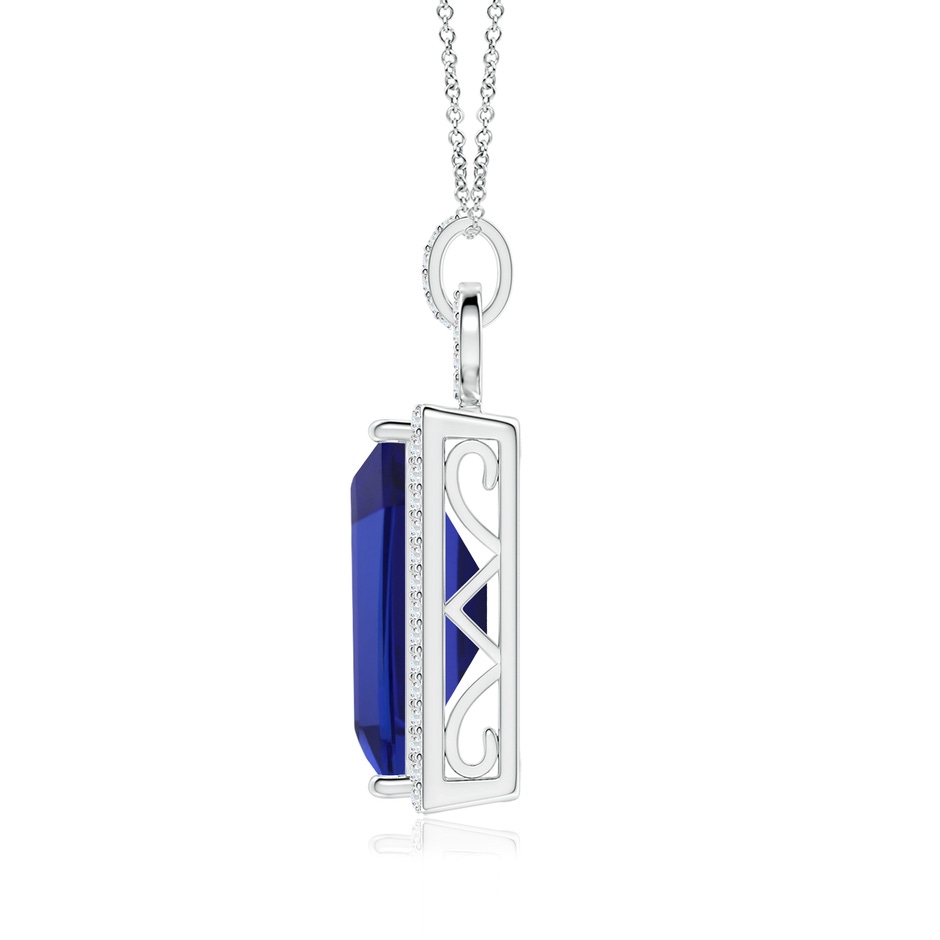 21.98x12.28x8.56mm AAAA Art Deco Style GIA Certified Tanzanite Halo Pendant in 18K White Gold side 199