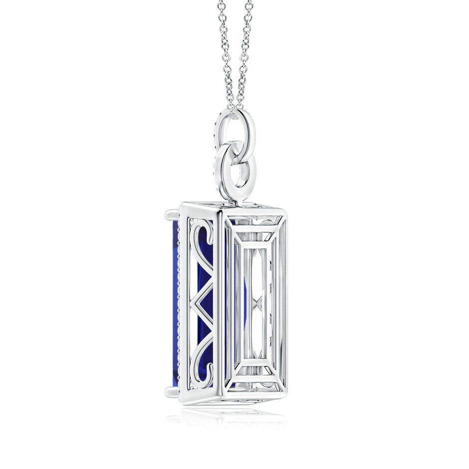 21.98x12.28x8.56mm AAAA Art Deco Style GIA Certified Tanzanite Halo Pendant in 18K White Gold side 399