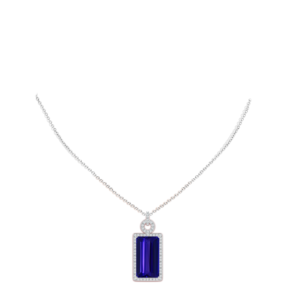 21.98x12.28x8.56mm AAAA Art Deco Style GIA Certified Tanzanite Halo Pendant in 18K White Gold pen