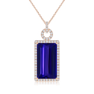 21.98x12.28x8.56mm AAAA Art Deco Style GIA Certified Tanzanite Halo Pendant in Rose Gold