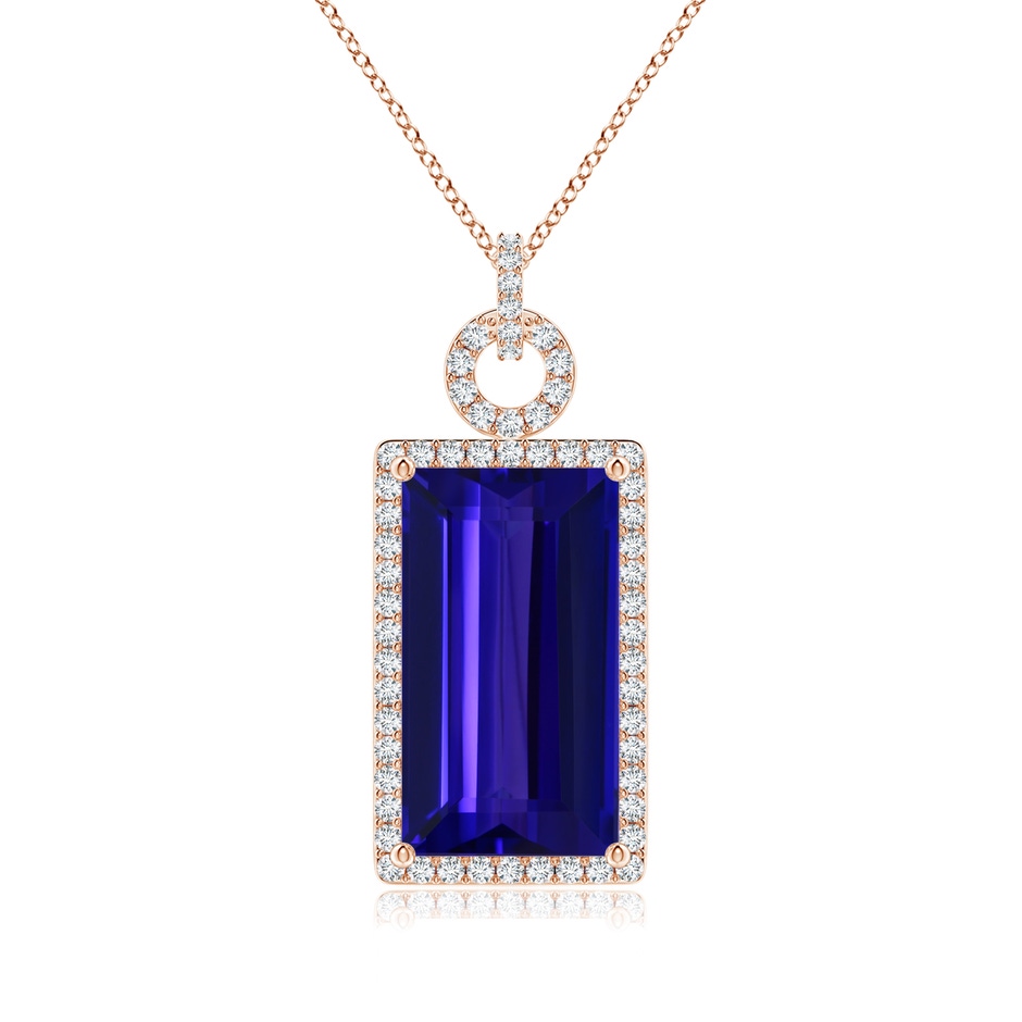 21.98x12.28x8.56mm AAAA Art Deco Style GIA Certified Tanzanite Halo Pendant in Rose Gold 