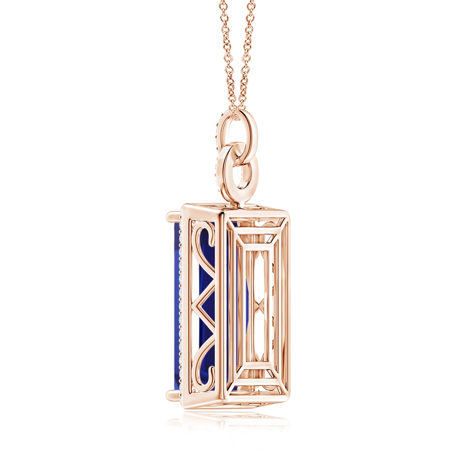 21.98x12.28x8.56mm AAAA Art Deco Style GIA Certified Tanzanite Halo Pendant in Rose Gold side 399